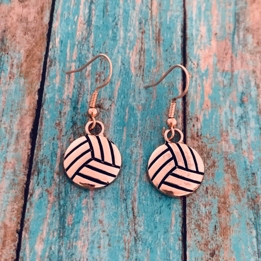 Volleyball Earrings - Rose Gold