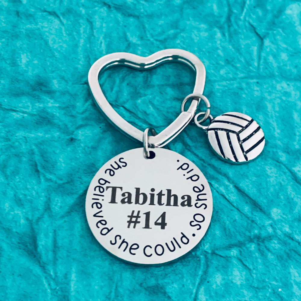 Volleyball Keychain- Engraved She Believed She Could So She Did Keychain
