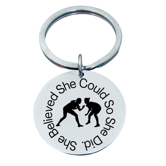 Girls Wrestling Keychain- She Believed She Could