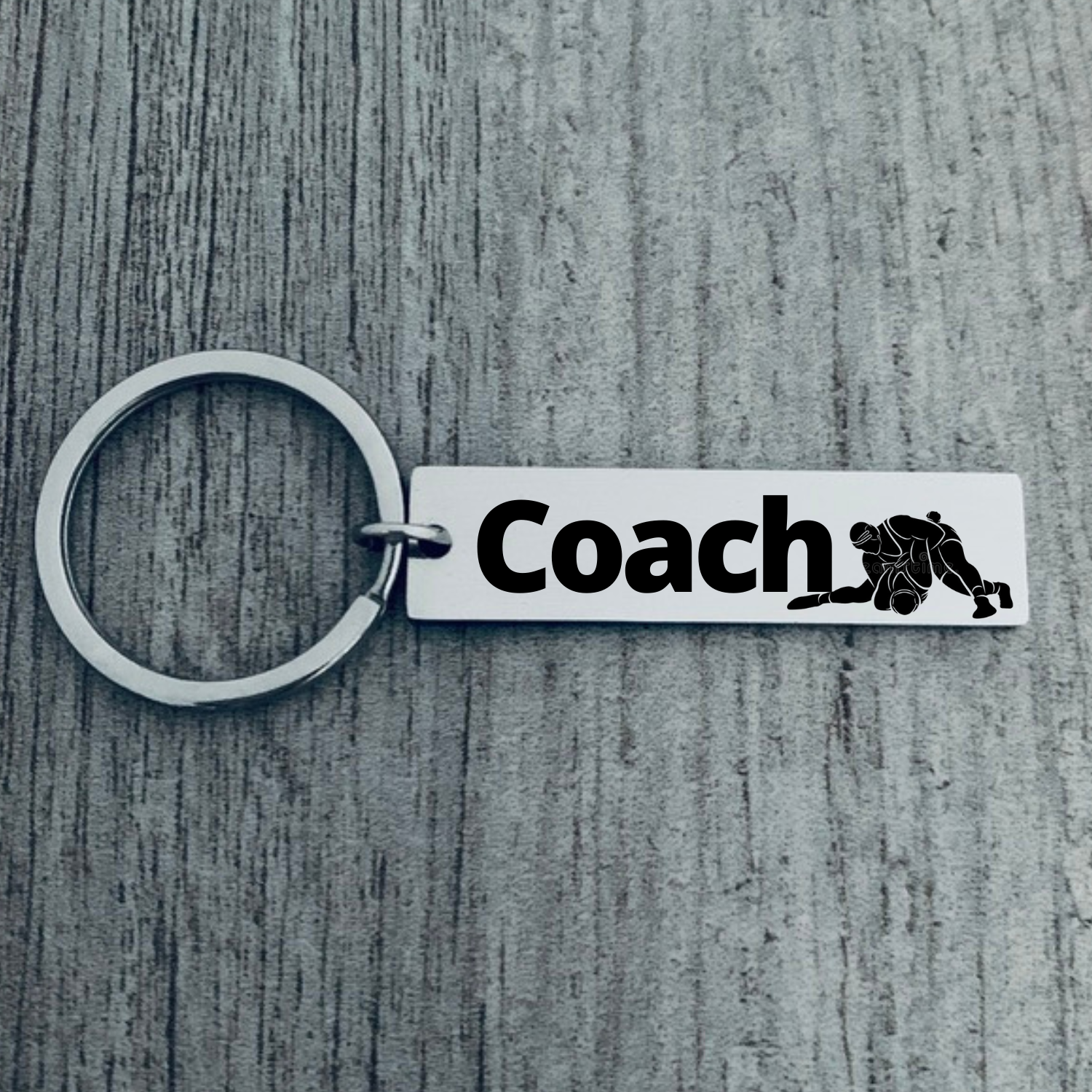 Personalized Engraved Wrestling Coach Bar Keychain